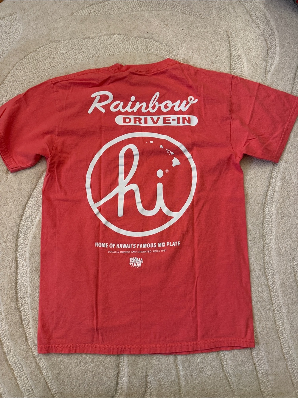 In4mation Hawaii x Rainbow Drive-in Coral T-shirt Men Medium